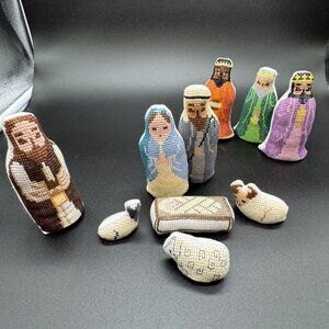 Christmas Nativity Scene handmade Cross Stitch Crafting 10 pcs Completed